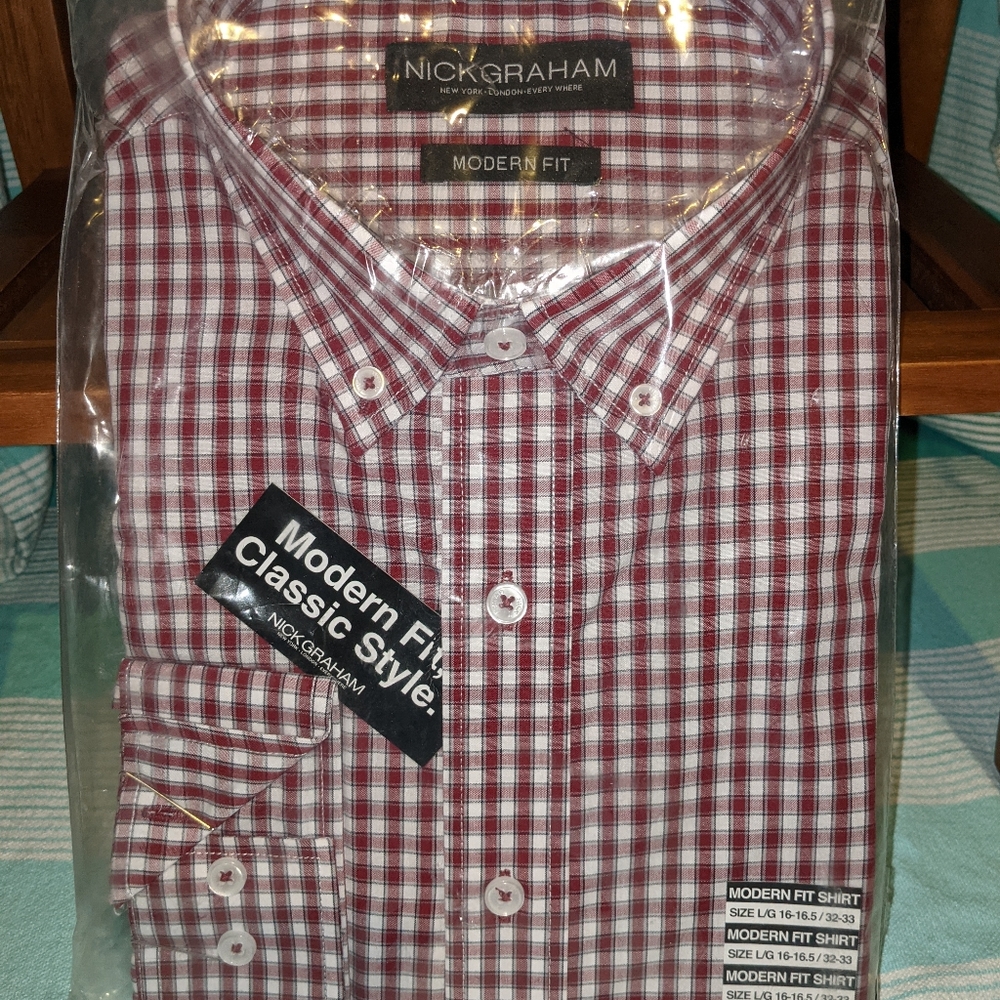 Nick Graham Modern Fit Men's Button Up LG 16-16.5
